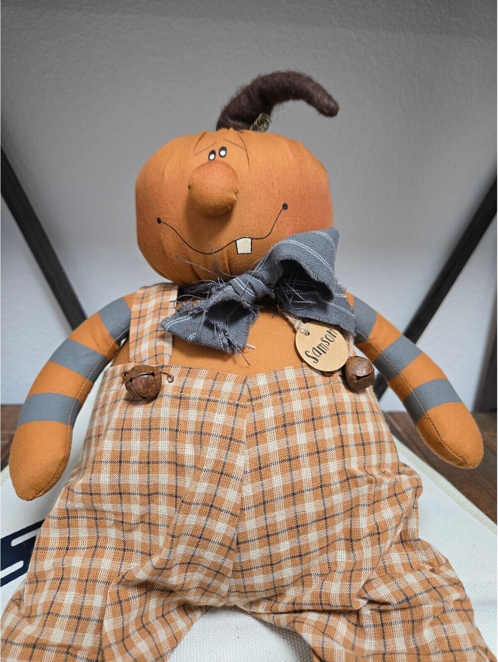 Honey & Me Halloween Scout the Goofy Jack o Lantern Doll Primitive Fall Decor